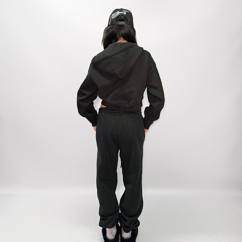 HEART DRIP WAPPEN ZIP HOODIE -BLACK- (LADIES)
