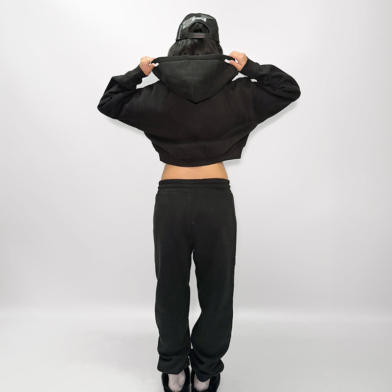 HEART DRIP WAPPEN ZIP HOODIE -BLACK- (LADIES)