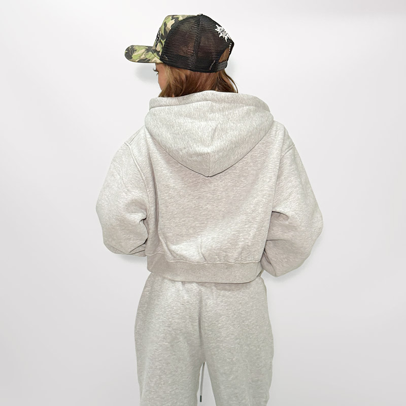 HEART DRIP WAPPEN ZIP HOODIE -GREY- (LADIES)