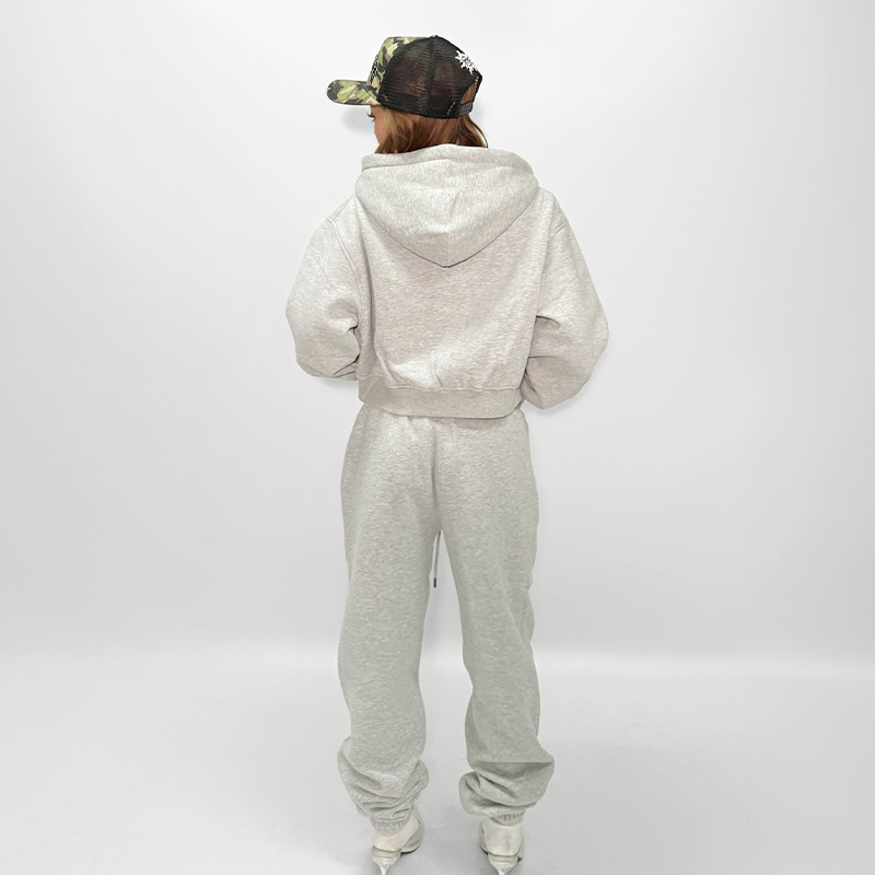 HEART DRIP WAPPEN ZIP HOODIE -GREY- (LADIES)