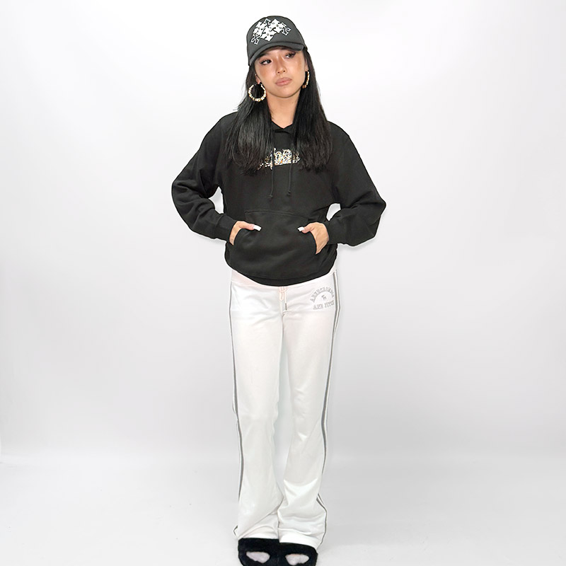 OG TRIM STONE LEOPARD HOODIE -BLACK- (LADIES)