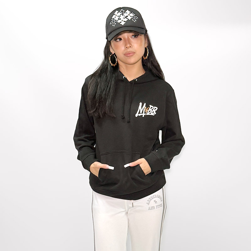HEART DRIP LEOPARD HOODIE -BLACK- (LADIES)