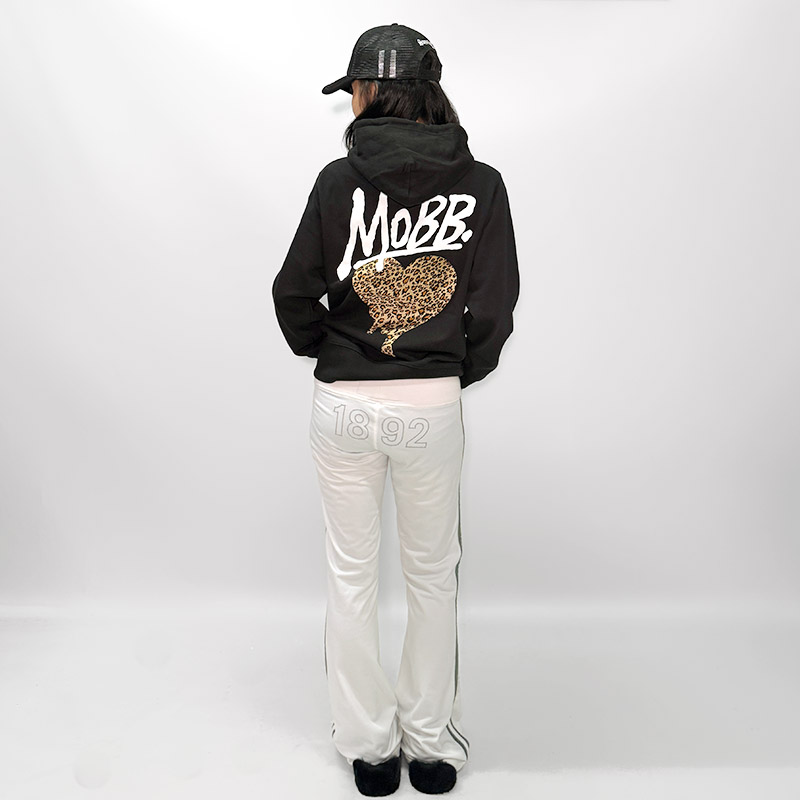 HEART DRIP LEOPARD HOODIE -BLACK- (LADIES)