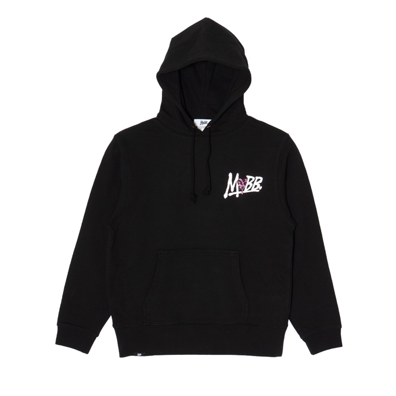 HEART DRIP LEOPARD HOODIE -BLACK/PINK- (LADIES)