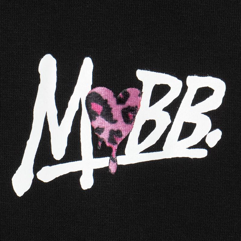 HEART DRIP LEOPARD HOODIE -BLACK/PINK- (LADIES)