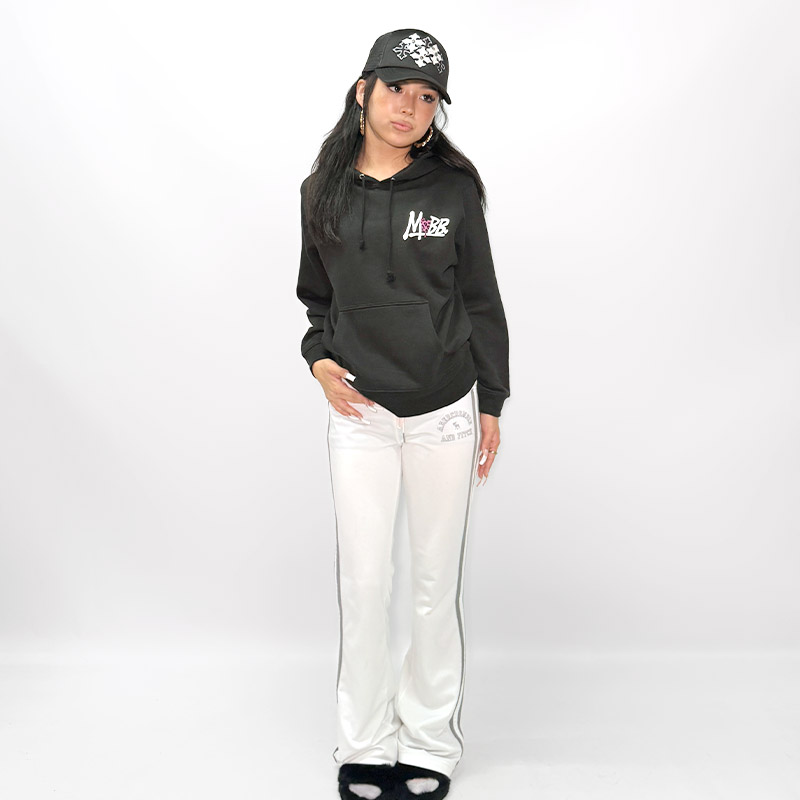 HEART DRIP LEOPARD HOODIE -BLACK/PINK- (LADIES)