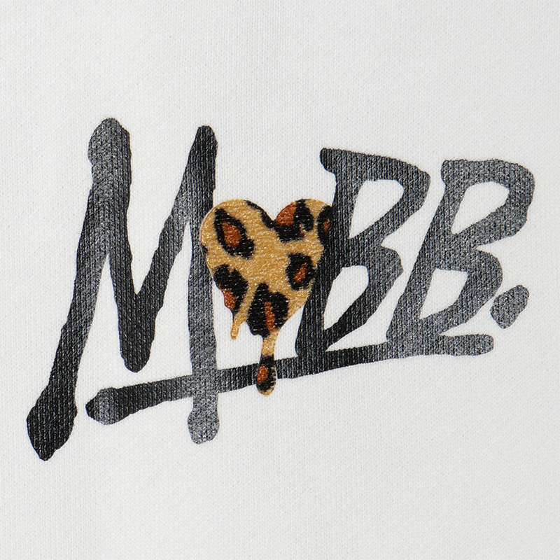 HEART DRIP LEOPARD HOODIE -WHITE- (LADIES)