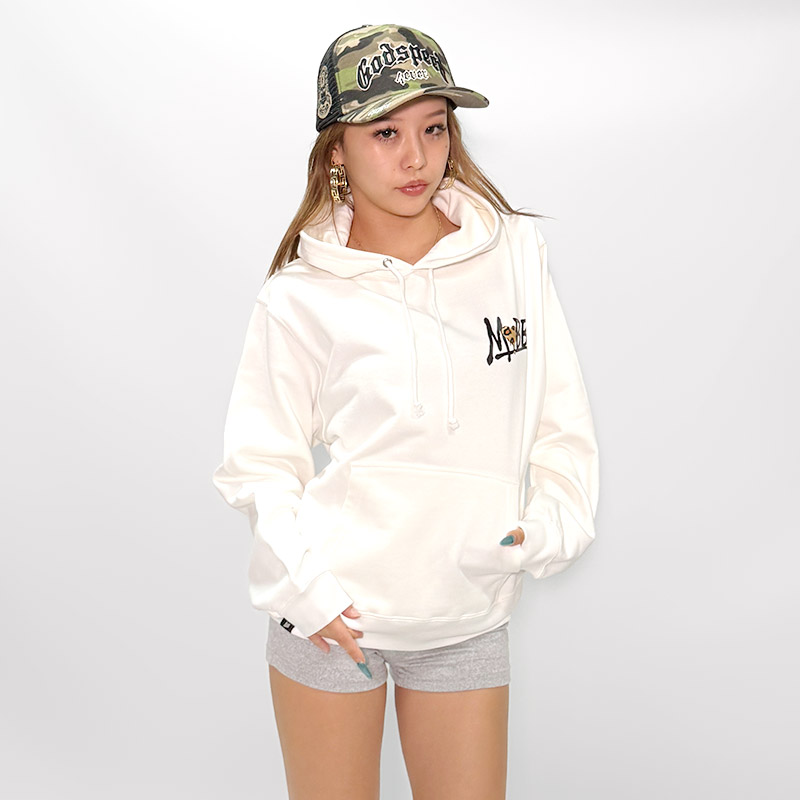 HEART DRIP LEOPARD HOODIE -WHITE- (LADIES)