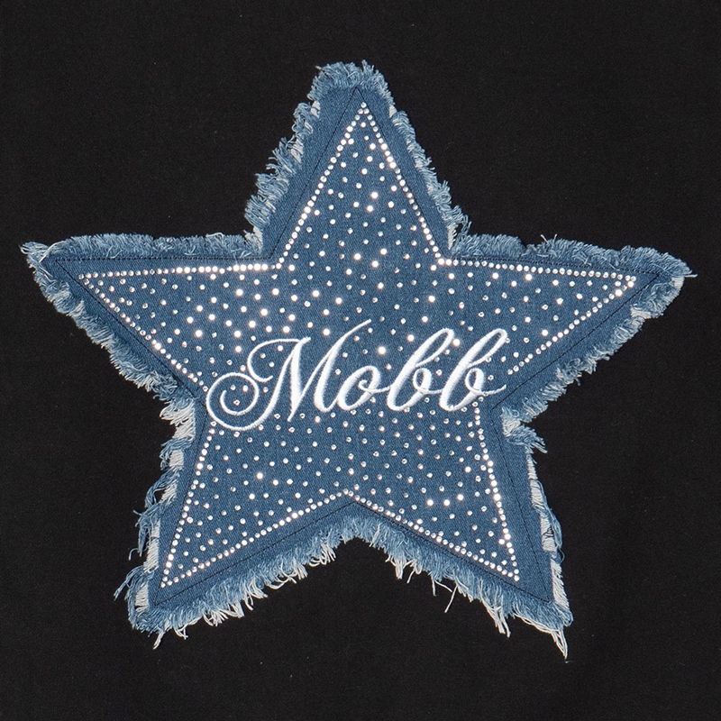 STAR DENIM WAPPEN CREW SWEAT -BLACK- (LADIES)