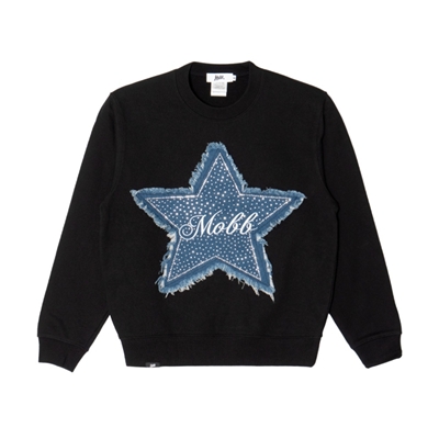 STAR DENIM WAPPEN CREW SWEAT -BLACK- (LADIES)