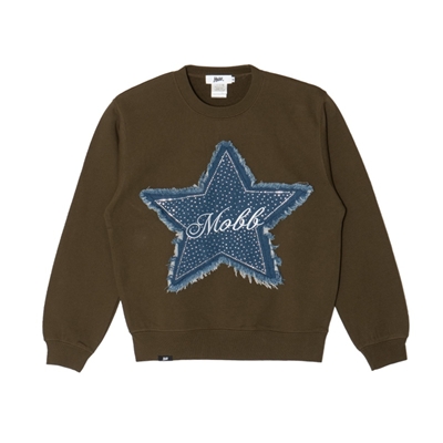 STAR DENIM WAPPEN CREW SWEAT -OLIVE- (LADIES)