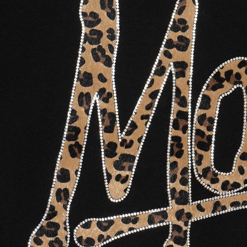 OG TRIM STONE LEOPARD CREW SWEAT -BLACK- (LADIES)