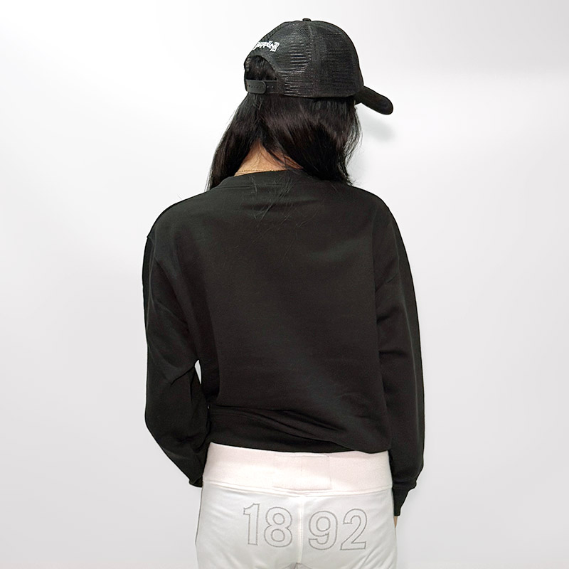 OG TRIM STONE LEOPARD CREW SWEAT -BLACK- (LADIES)