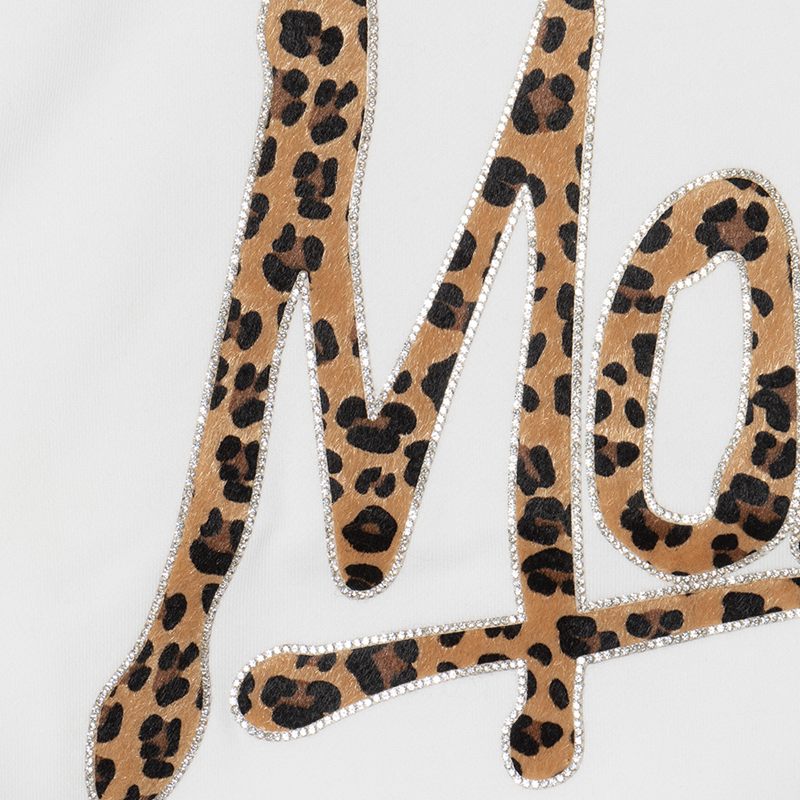 OG TRIM STONE LEOPARD CREW SWEAT -WHITE- (LADIES)