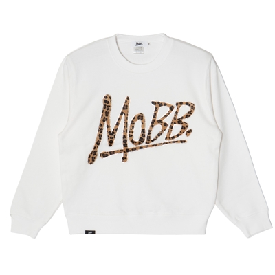 OG TRIM STONE LEOPARD CREW SWEAT -WHITE- (LADIES)
