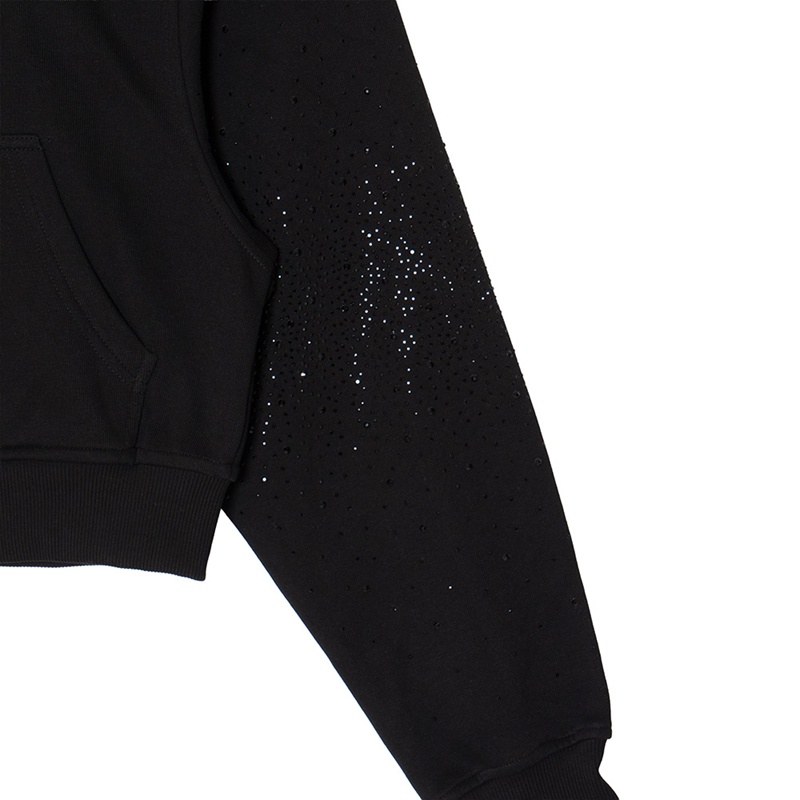 AURORA STONE CROPPED ZIP HOODIE -BLACK- (LADIES)