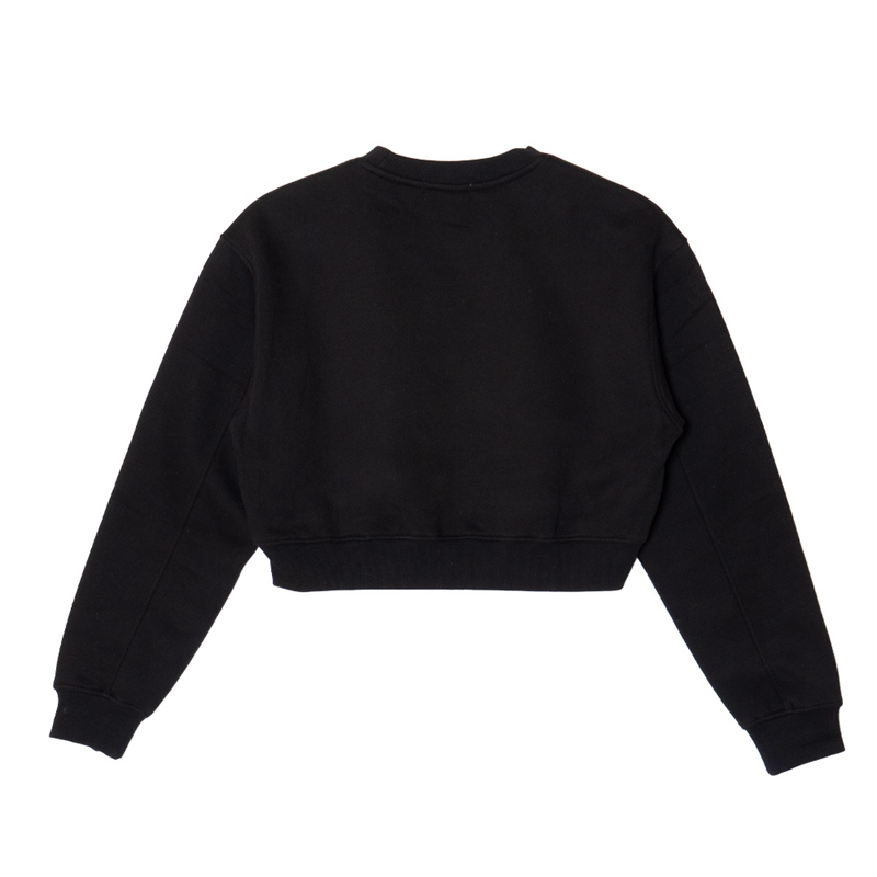 CROSS CROPPED CREW SWEAT -BLACK- (LADIES)