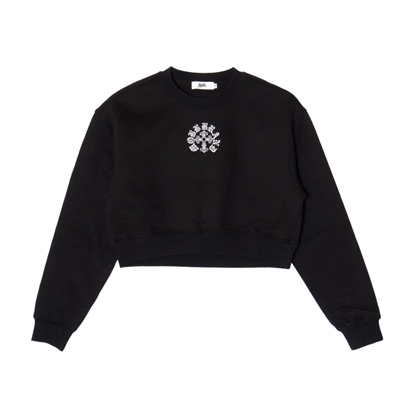 CROSS CROPPED CREW SWEAT -BLACK- (LADIES)