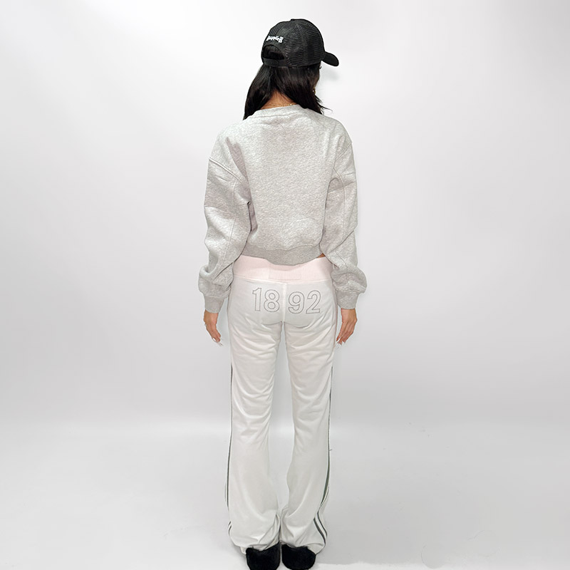 CROSS CROPPED CREW SWEAT -GREY- (LADIES)