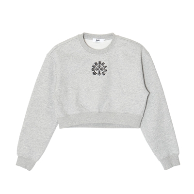 CROSS CROPPED CREW SWEAT -GREY- (LADIES)