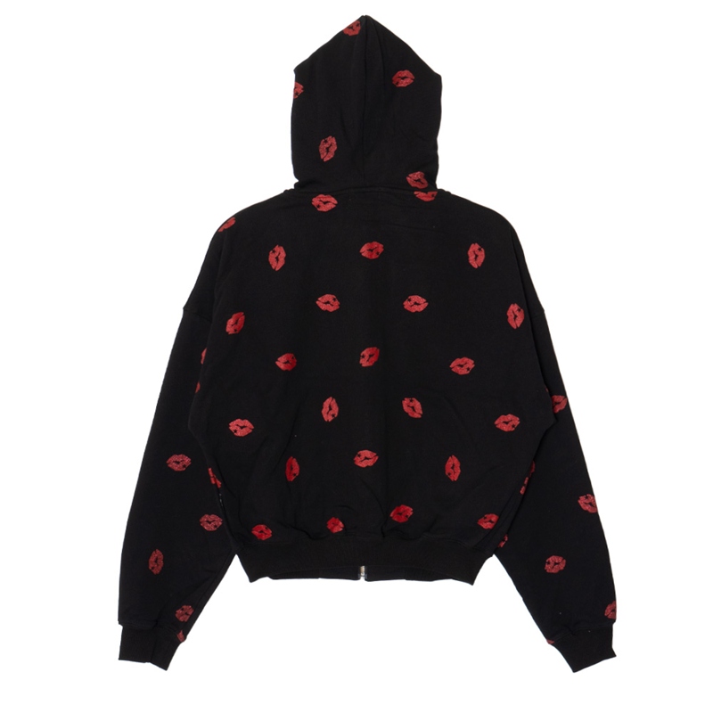 GLITTER KISS ZIP HOODIE -BLACK- (LADIES)