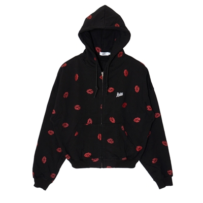 GLITTER KISS ZIP HOODIE -BLACK- (LADIES)