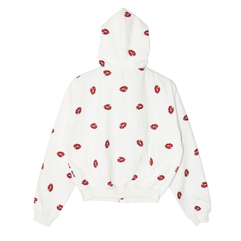 GLITTER KISS ZIP HOODIE -WHITE- (LADIES)