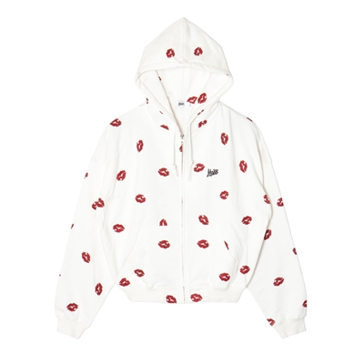GLITTER KISS ZIP HOODIE -WHITE- (LADIES)