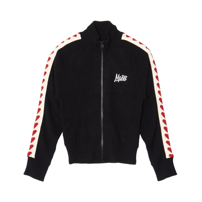 HEART KNIT TRACK JACKET -BLACK- (LADIES)