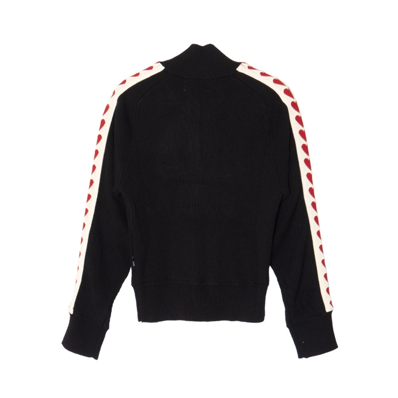 HEART KNIT TRACK JACKET -BLACK- (LADIES)