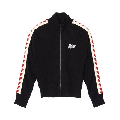 HEART KNIT TRACK JACKET -BLACK- (LADIES)