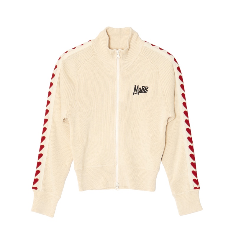 HEART KNIT TRACK JACKET -WHITE- (LADIES)