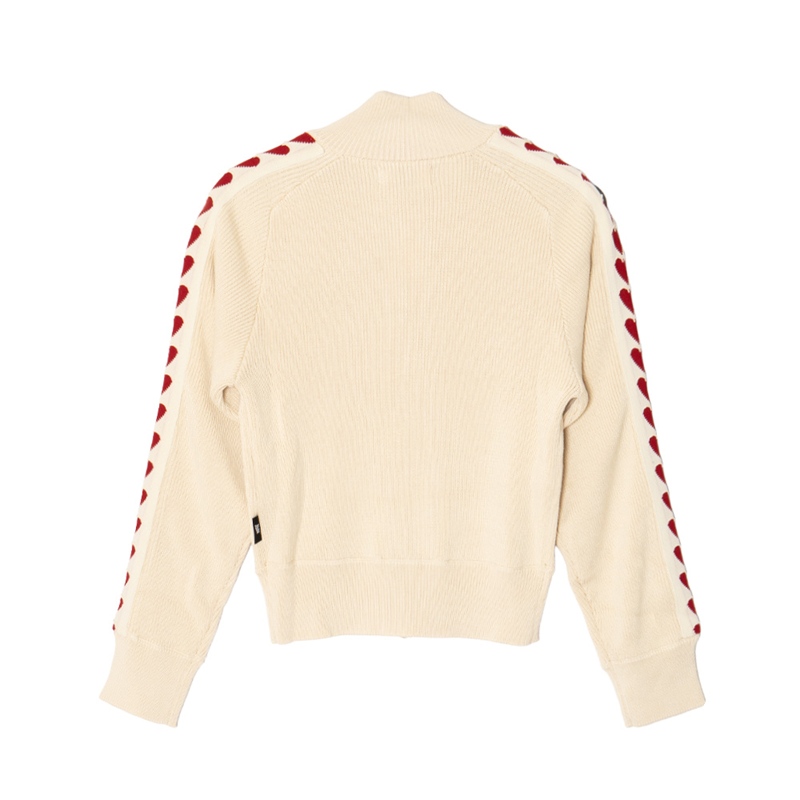 HEART KNIT TRACK JACKET -WHITE- (LADIES)