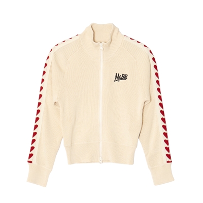 HEART KNIT TRACK JACKET -WHITE- (LADIES)