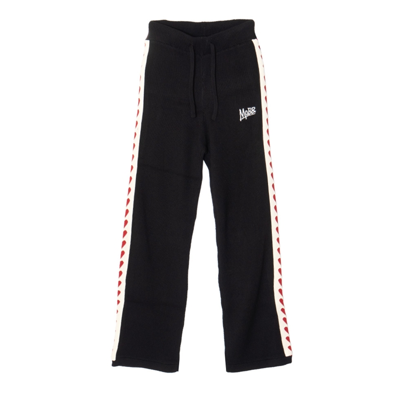 HEART KNIT TRACK PANTS -BLACK- (LADIES)