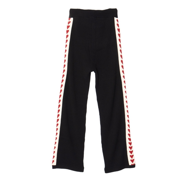 HEART KNIT TRACK PANTS -BLACK- (LADIES)