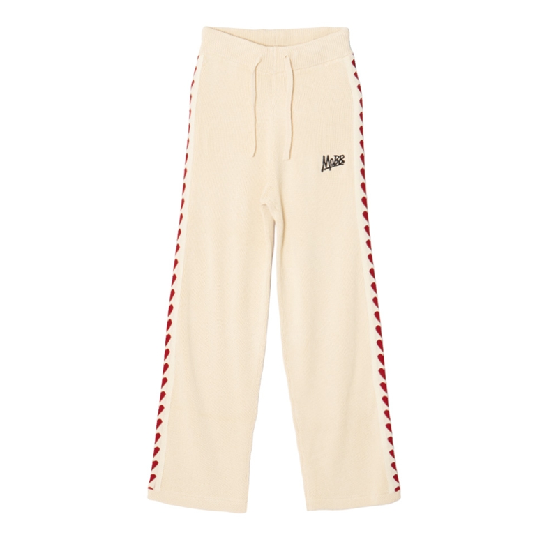 HEART KNIT TRACK PANTS -WHITE- (LADIES)