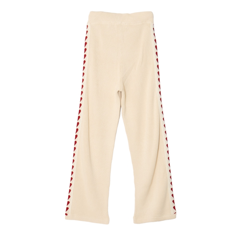 HEART KNIT TRACK PANTS -WHITE- (LADIES)