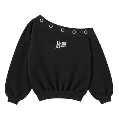 (S)OG EYELET OFF SHOULDER SWEAT -BLACK- (LADIES)