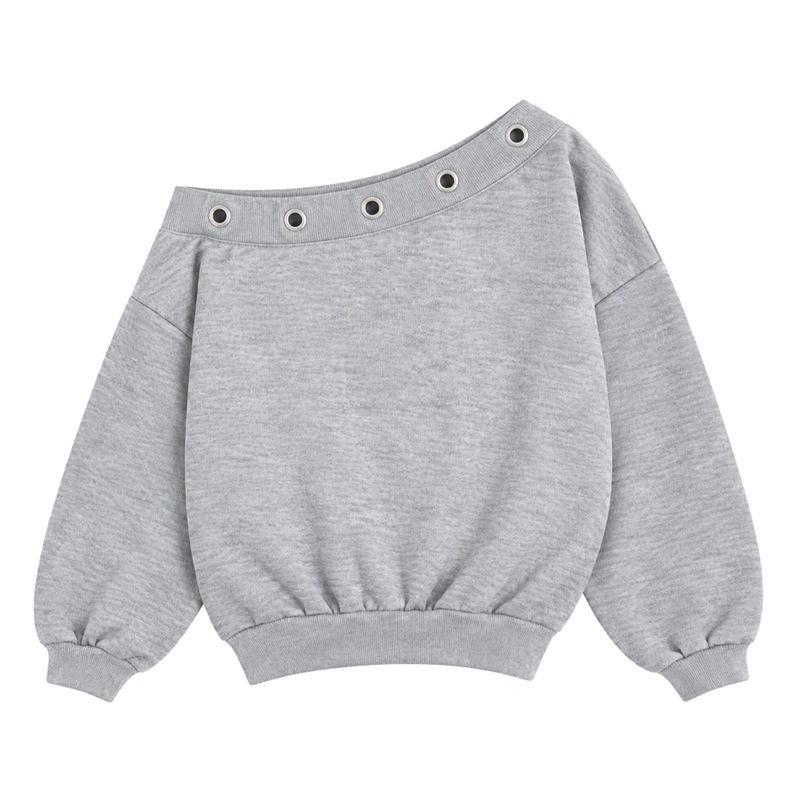 (S)OG EYELET OFF SHOULDER SWEAT -GREY- (LADIES)