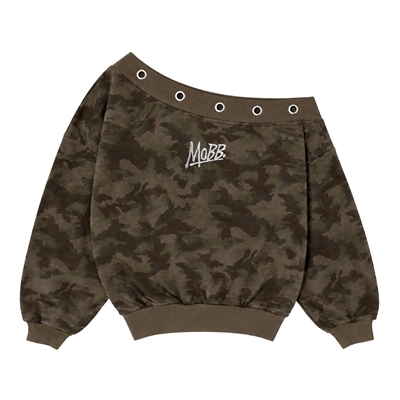(C)OG EYELET OFF SHOULDER SWEAT -CAMO- (LADIES)
