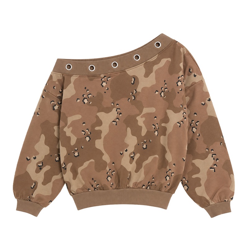 (C)OG EYELET OFF SHOULDER SWEAT -CAMO2- (LADIES)