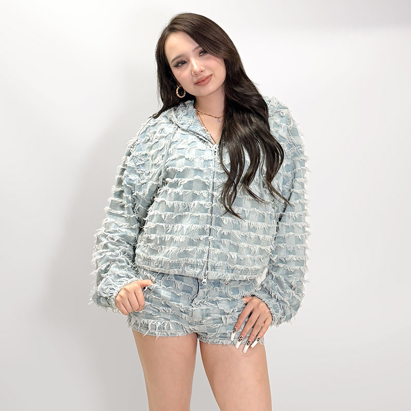 PATTERN DENIM JACKET -A(CHECKER)- (LADIES)