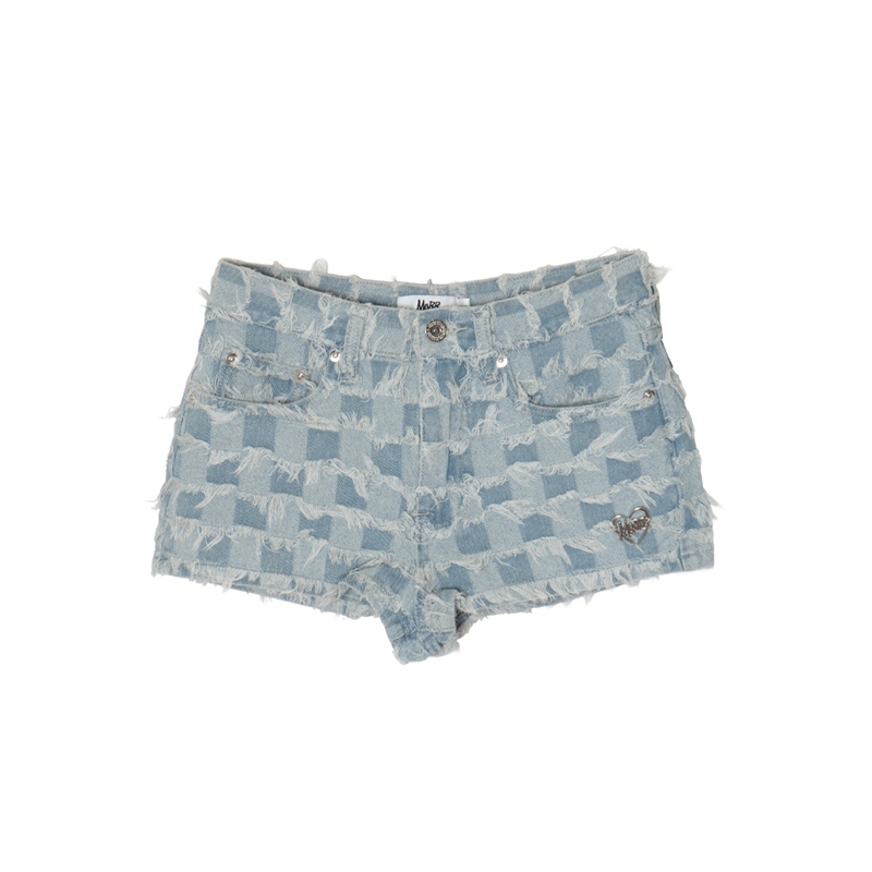 PATTERN DENIM SHORTS -A(CHECKER)- (LADIES)