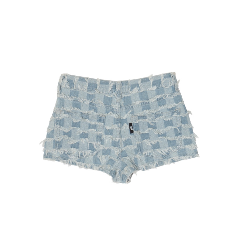 PATTERN DENIM SHORTS -A(CHECKER)- (LADIES)