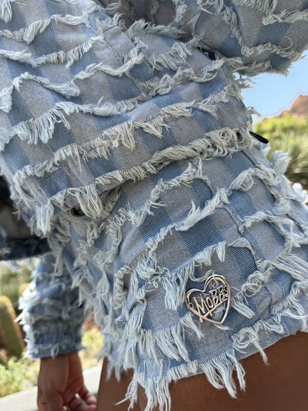 PATTERN DENIM SHORTS -A(CHECKER)- (LADIES)