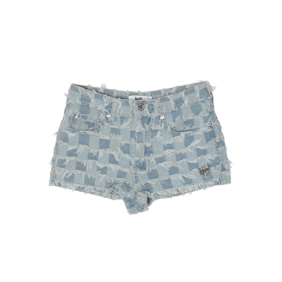 PATTERN DENIM SHORTS -A(CHECKER)- (LADIES)