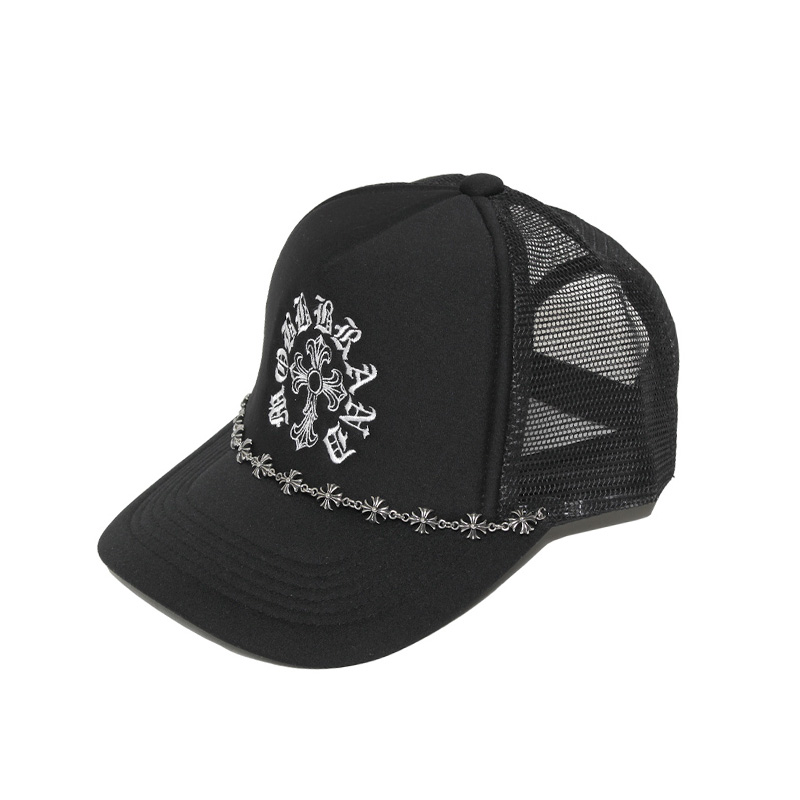 CROSS CHAIN MESH CAP -BLACK-