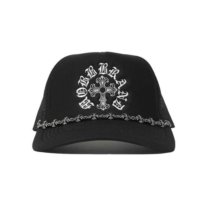 CROSS CHAIN MESH CAP -BLACK-