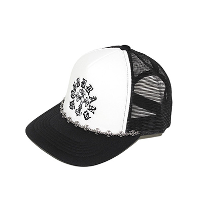 CROSS CHAIN MESH CAP -BLACK×WHITE-